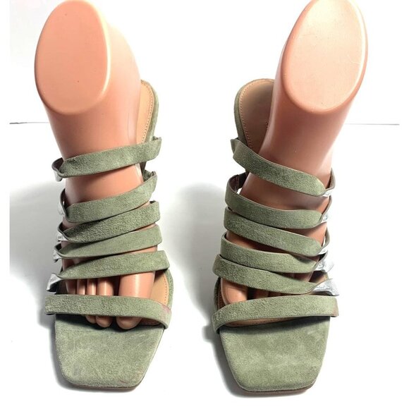 Charles David Sage Silver Suede Vocal Slip On Strappy High-Heel Sandals 9M - Picture 12 of 13